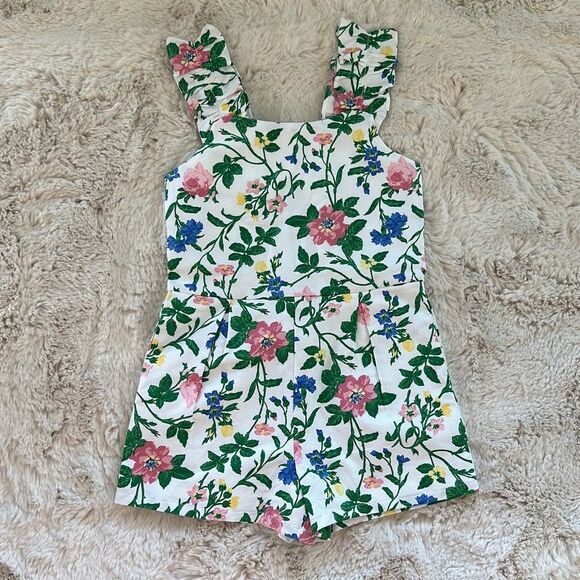Janie and Jack Floral Pique Romper Size 6 Girls - Picture 3 of 7